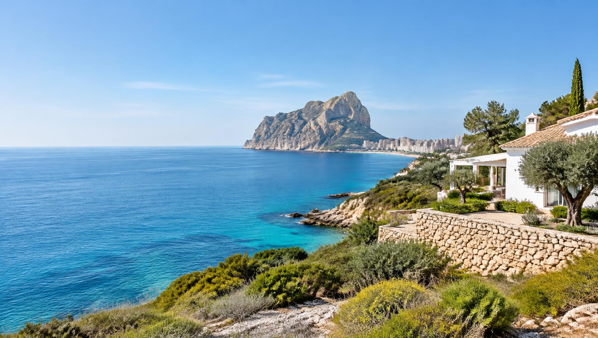 Costa mediterránea y Peñón de Ifach en la Marina